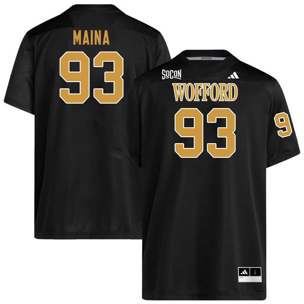 Wofford Terriers #93 Brandon Maina College Football Jerseys,Uniforms Stitched-Black